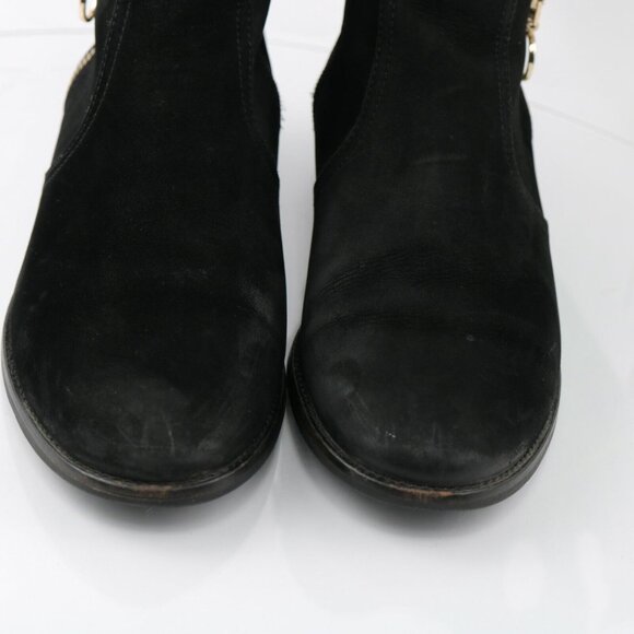 Steve Madden Womens Chances Boot Size 9.5 Black Suede Gold Zip Bootie Boho - Picture 4 of 12